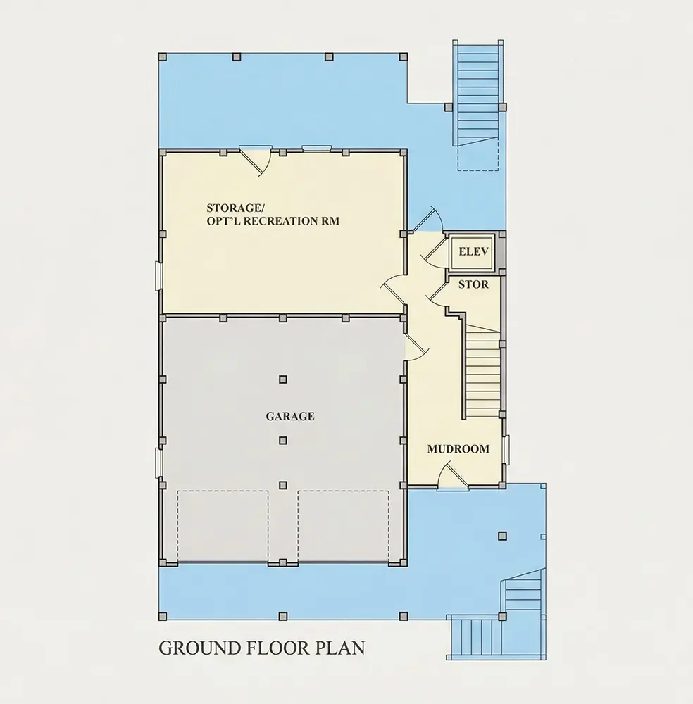 Basement 8 – 3-Story House Plan 2785 ft²: 4 Beds, 3.5 Baths, Open Floor Plan, 2-Car Garage — 70970R