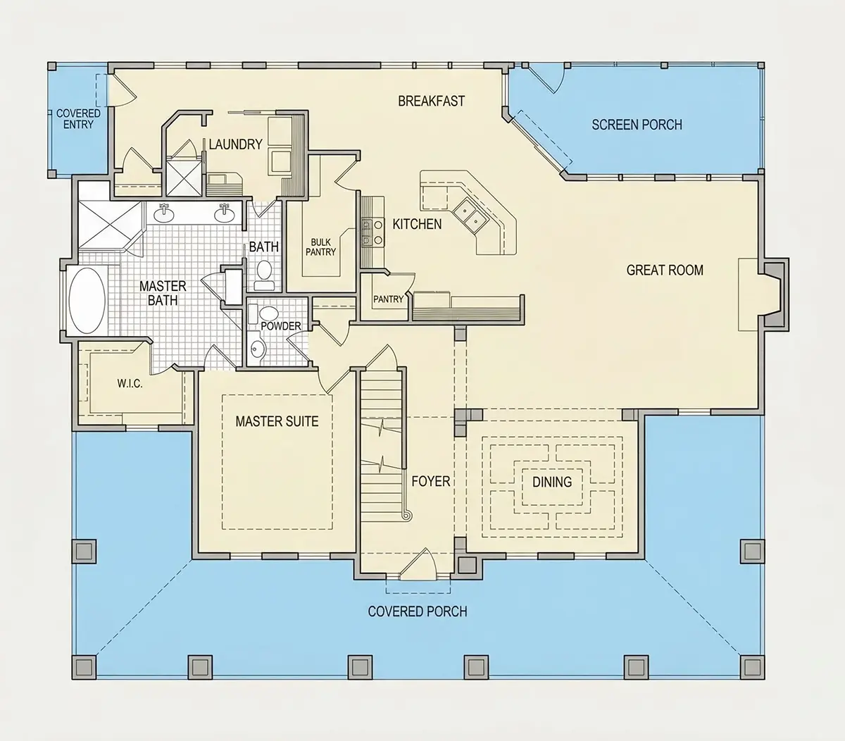 Main Floor 6 – 1.5-Story House Plan 2506 ft²: 3 Beds, 2.5 Baths, Open Floor Plan, without Garage — 78316R