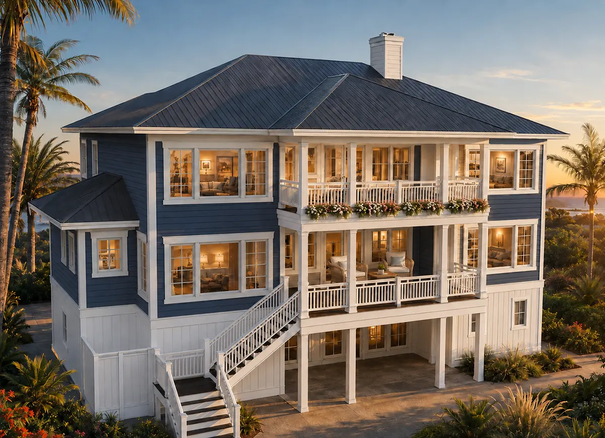 Main Images 3 – 3-Story House Plan 6164 ft²: 4 Beds, 5.5 Baths, Open Floor Plan, 4-Car Garage — 90915R