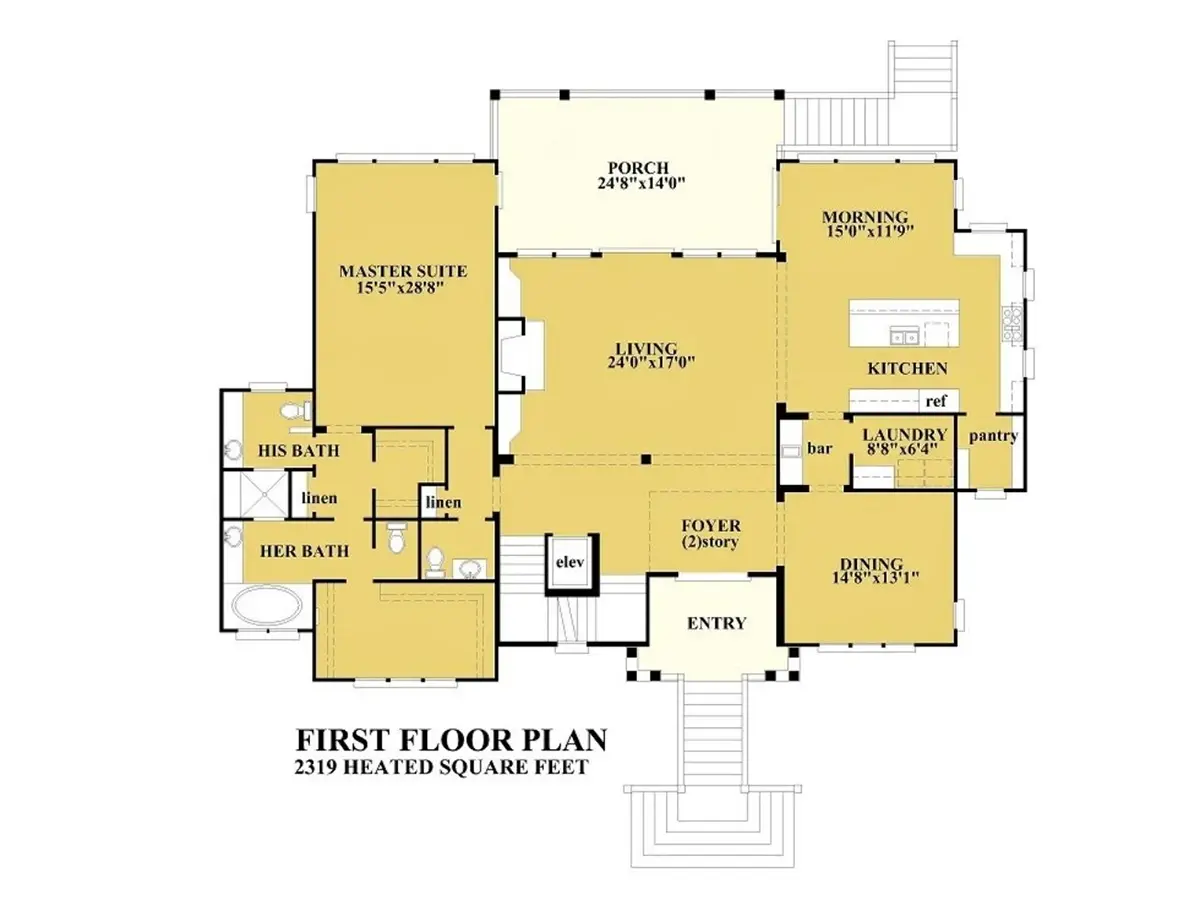 Main Floor 9 – 3-Story House Plan 6164 ft²: 4 Beds, 5.5 Baths, Open Floor Plan, 4-Car Garage — 90915R