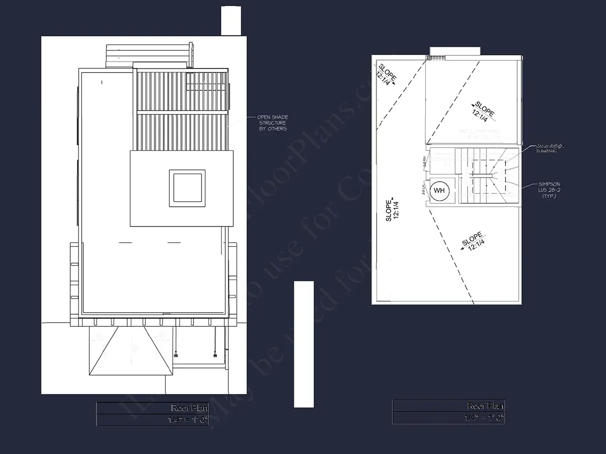 Exterior Elevations 7 – 3-Story House Plan 1700 ft²: 3 Beds, 2.5 Baths, Open Floor Plan, without Garage — 46831R