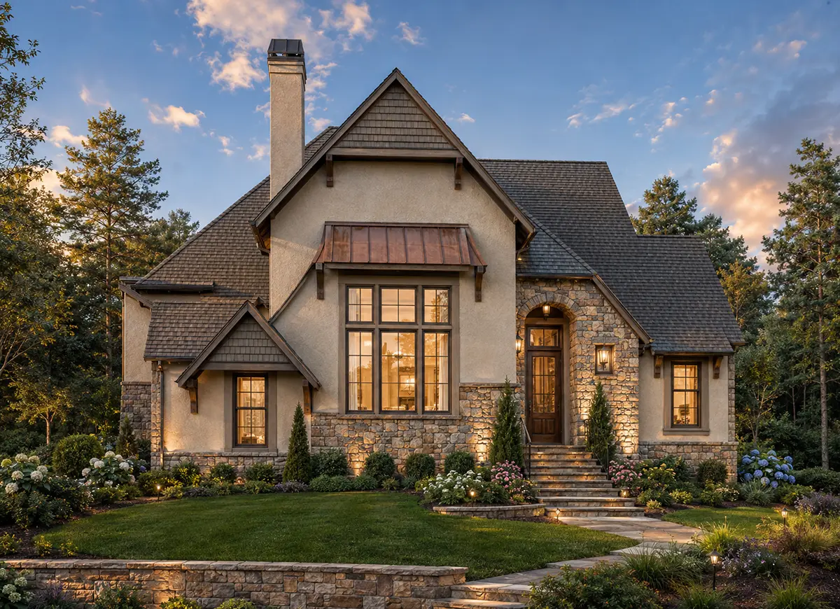 Main Images 2 – 1.5-Story House Plan 1890 ft²: 3 Beds, Home Office, 3.5 Baths, Open Floor Plan, 2-Car Garage — 91640R