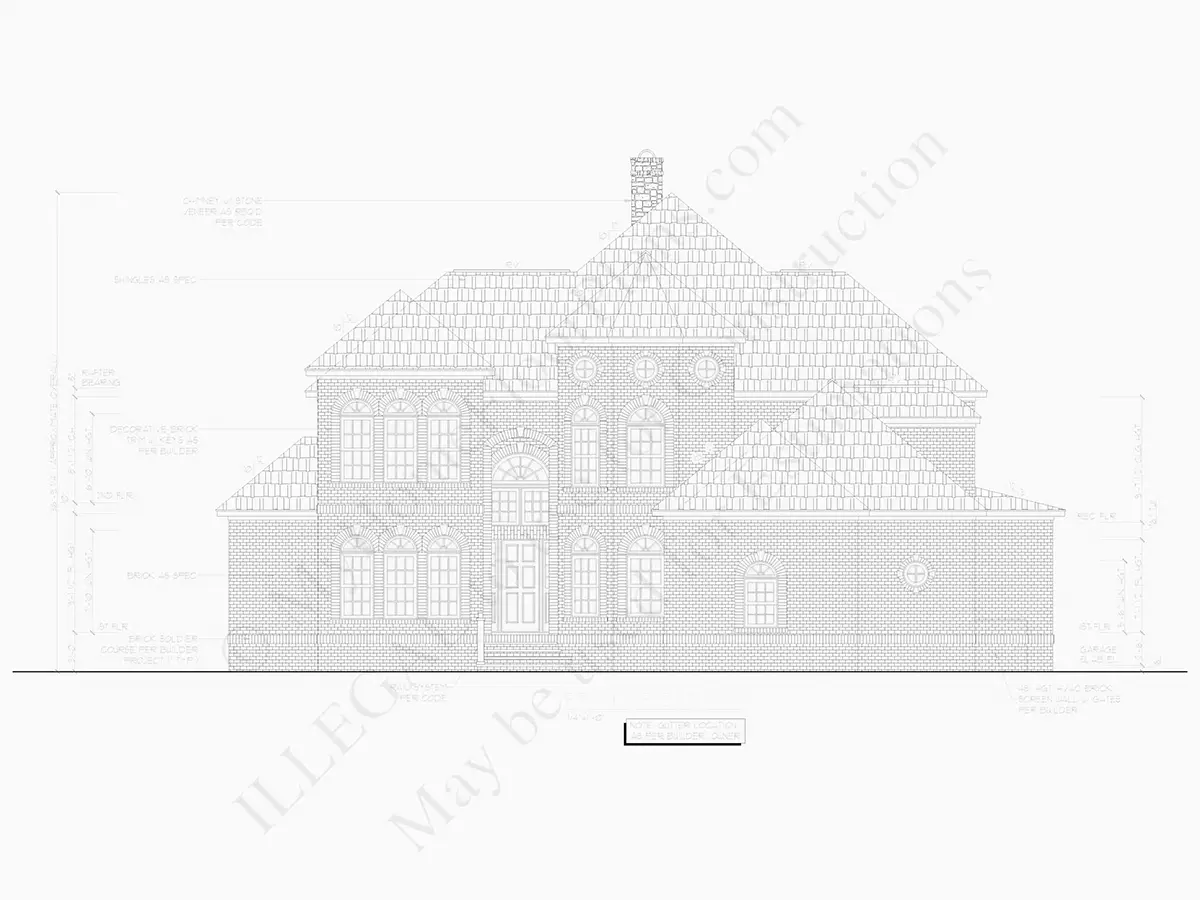 Exterior Elevations 27 – 2-Story House Plan 3565 ft²: 4 Beds, Home Office, 4.5 Baths, Open Floor Plan, 2-Car Garage — 20933R