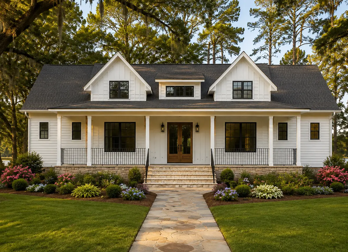 Main Images 2 – 1.5-Story House Plan 3669 ft²: 4 Beds, Home Office, 4.5 Baths, Open Floor Plan, 3-Car Garage — 11321R