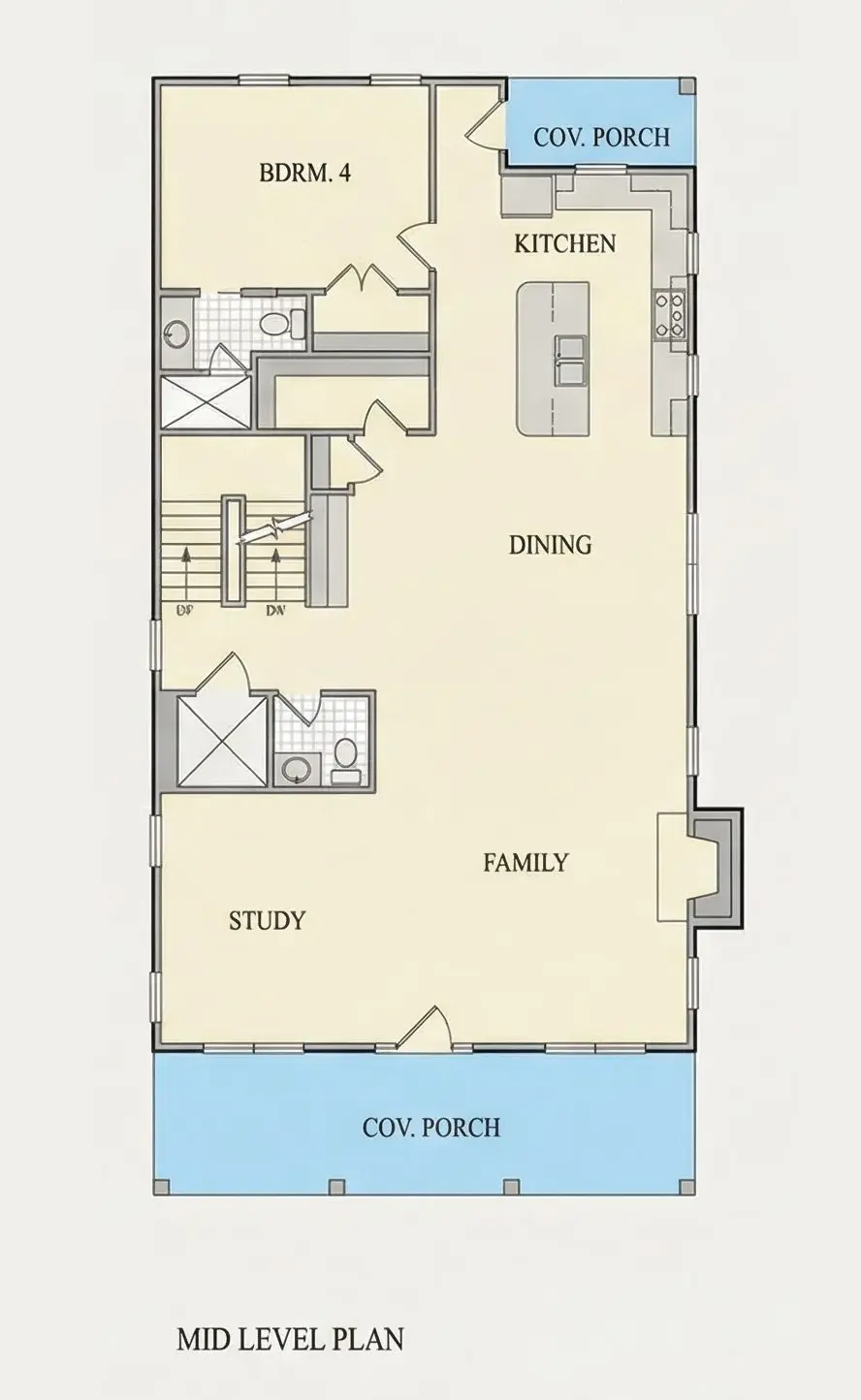 Main Floor 11 – 3-Story House Plan 3877 ft²: 6 Beds, 5 Baths, Open Floor Plan, 2-Car Garage — 57962R