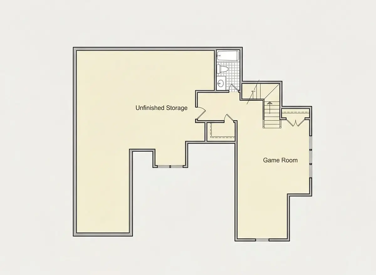 Second Floor 28 – 1.5-Story House Plan 2836 ft²: 3 Beds, 3 Baths, Open Floor Plan, 2-Car Garage — 85125R