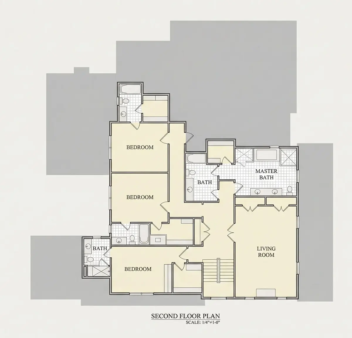 Second Floor 11 – 2-Story House Plan 6086 ft²: 6 Beds, 6 Baths, 2-Car Garage — 25088R