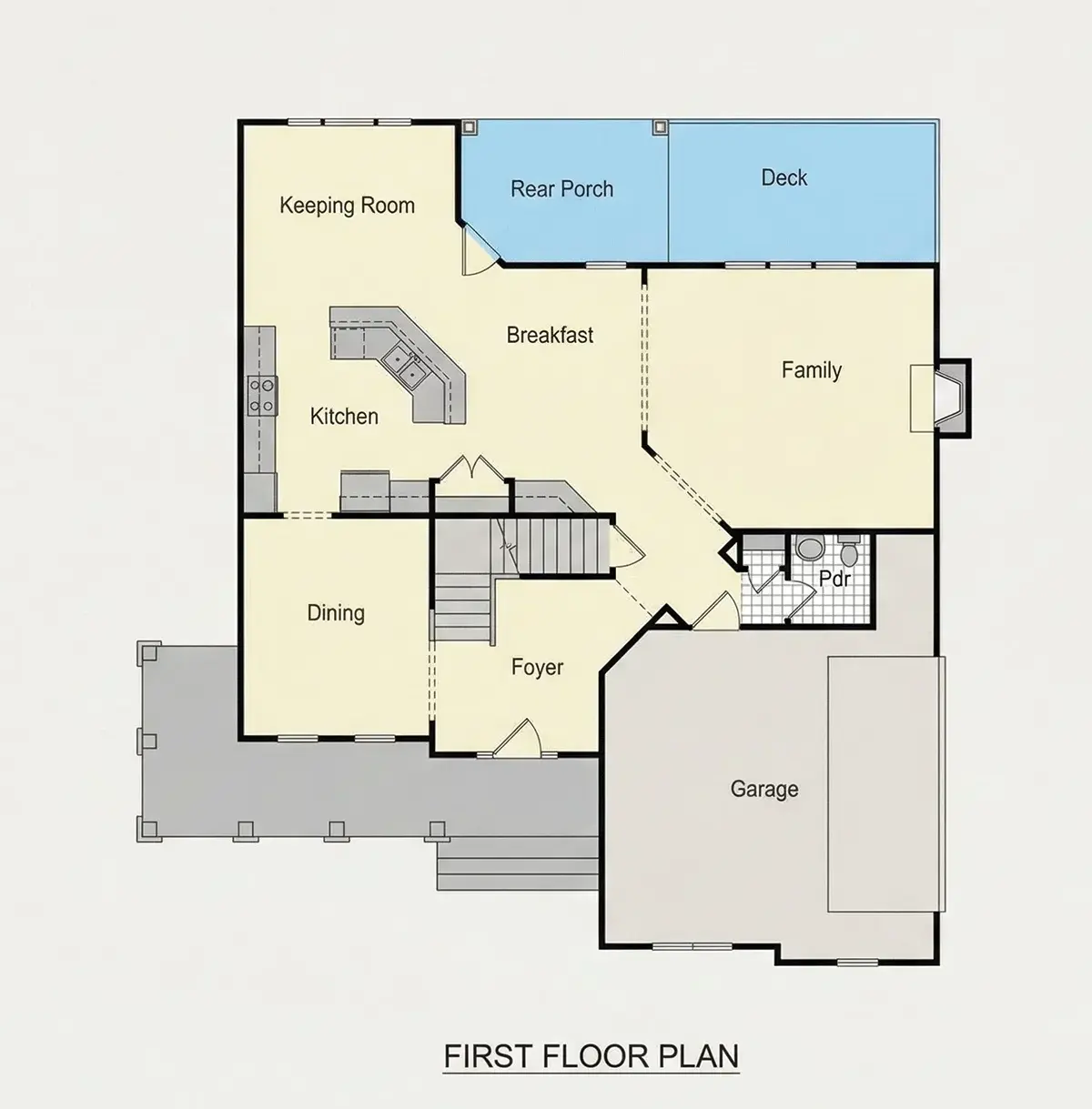 Main Floor 25 – 2-Story House Plan 2655 ft²: 3 Beds, 2.5 Baths, Open Floor Plan, 2-Car Garage — 83552R