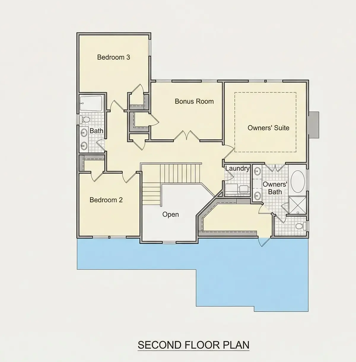 Second Floor 26 – 2-Story House Plan 2655 ft²: 3 Beds, 2.5 Baths, Open Floor Plan, 2-Car Garage — 83552R