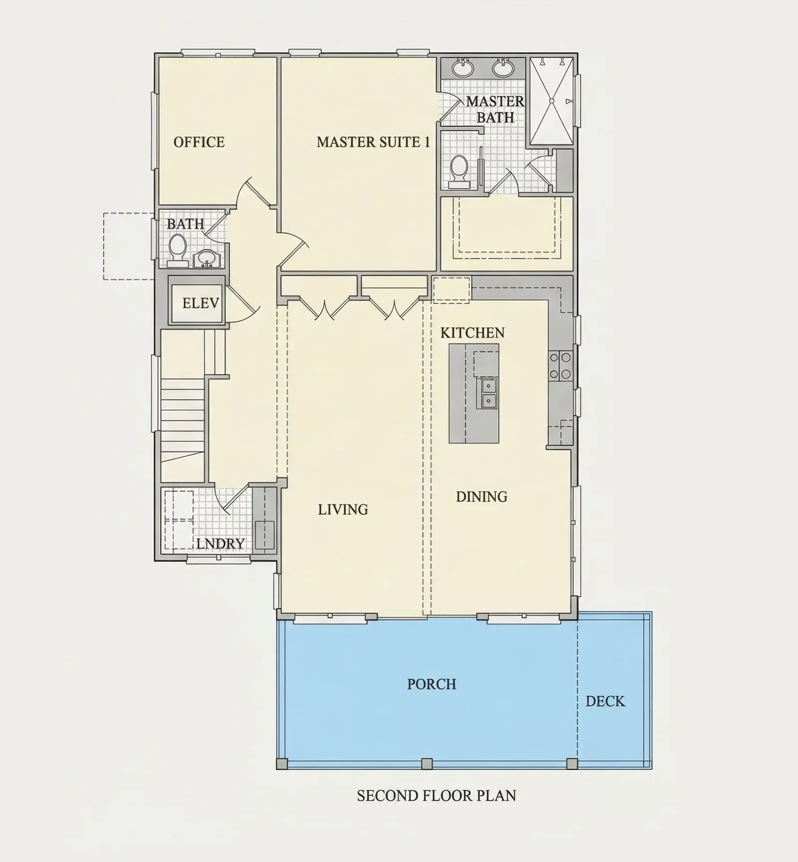 Second Floor 9 – 3-Story House Plan 6098 ft²: 6 Beds, Home Office, 3.5 Baths, Open Floor Plan, 4-Car Garage — 55440R