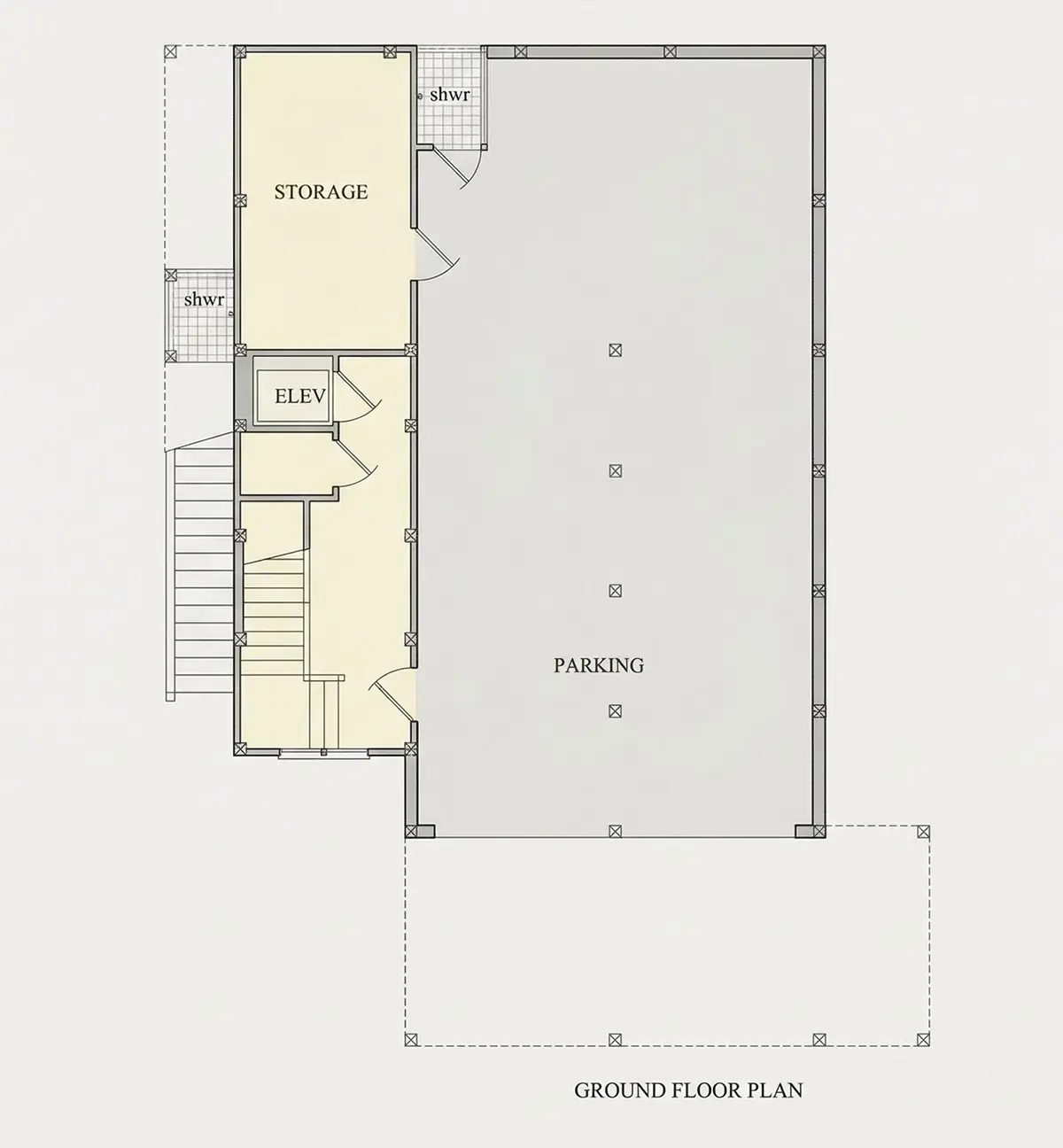 Basement 7 – 3-Story House Plan 6098 ft²: 6 Beds, Home Office, 3.5 Baths, Open Floor Plan, 4-Car Garage — 55440R