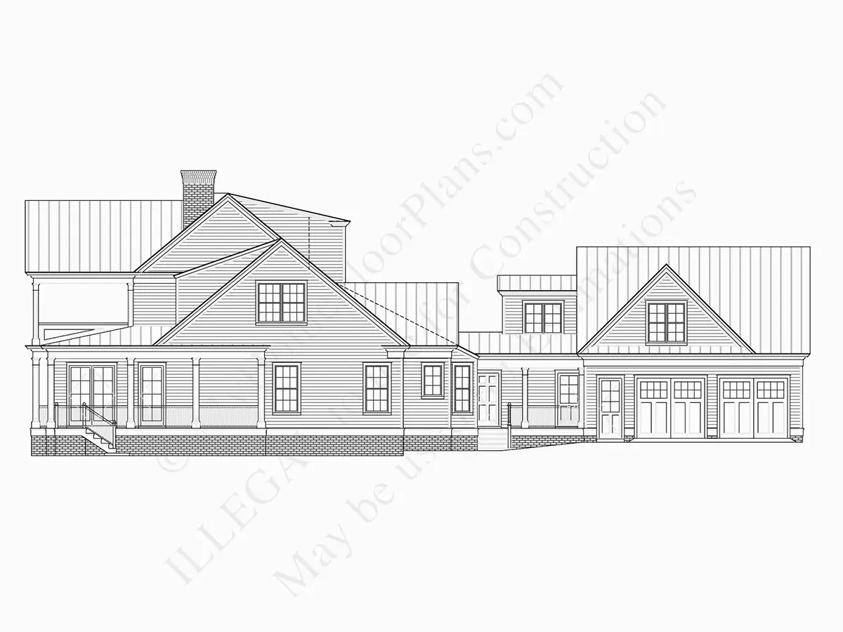 Exterior Elevations 8 – 2-Story House Plan 5013 ft²: 4 Beds, Home Office, 5.5 Baths, Open Floor Plan, 2-Car Garage — 10656R