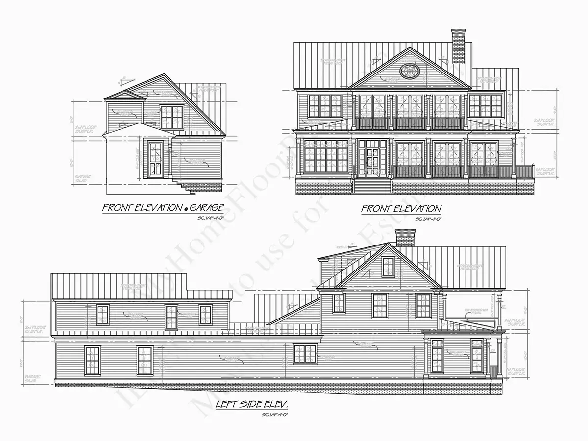 Exterior Elevations 9 – 2-Story House Plan 5013 ft²: 4 Beds, Home Office, 5.5 Baths, Open Floor Plan, 2-Car Garage — 10656R