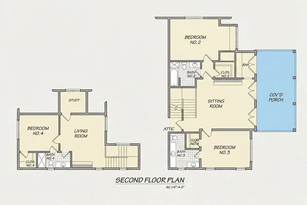 Second Floor 12 – 2-Story House Plan 5013 ft²: 4 Beds, Home Office, 5.5 Baths, Open Floor Plan, 2-Car Garage — 10656R