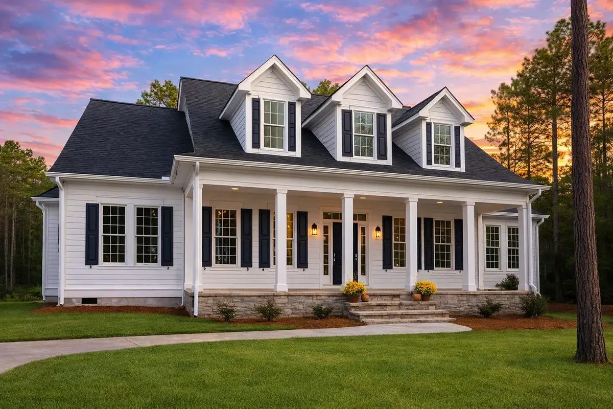Main Images 4 – 1.5-Story House Plan 3215 ft²: 4 Beds, Home Office, 3.5 Baths, Open Floor Plan, 3-Car Garage — 28129R