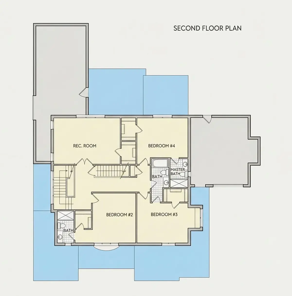 Second Floor 27 – 2-Story House Plan 4209 ft²: 5 Beds, 5.5 Baths, Open Floor Plan, 3-Car Garage — 11740R