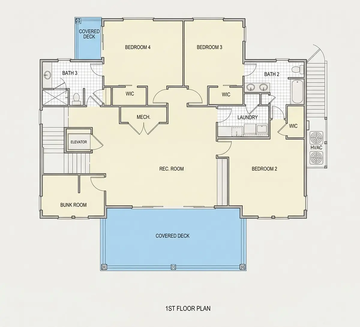 Main Floor 10 – 3-Story House Plan 3464 ft²: 5 Beds, 3.5 Baths, Open Floor Plan, 2-Car Garage — 63179R