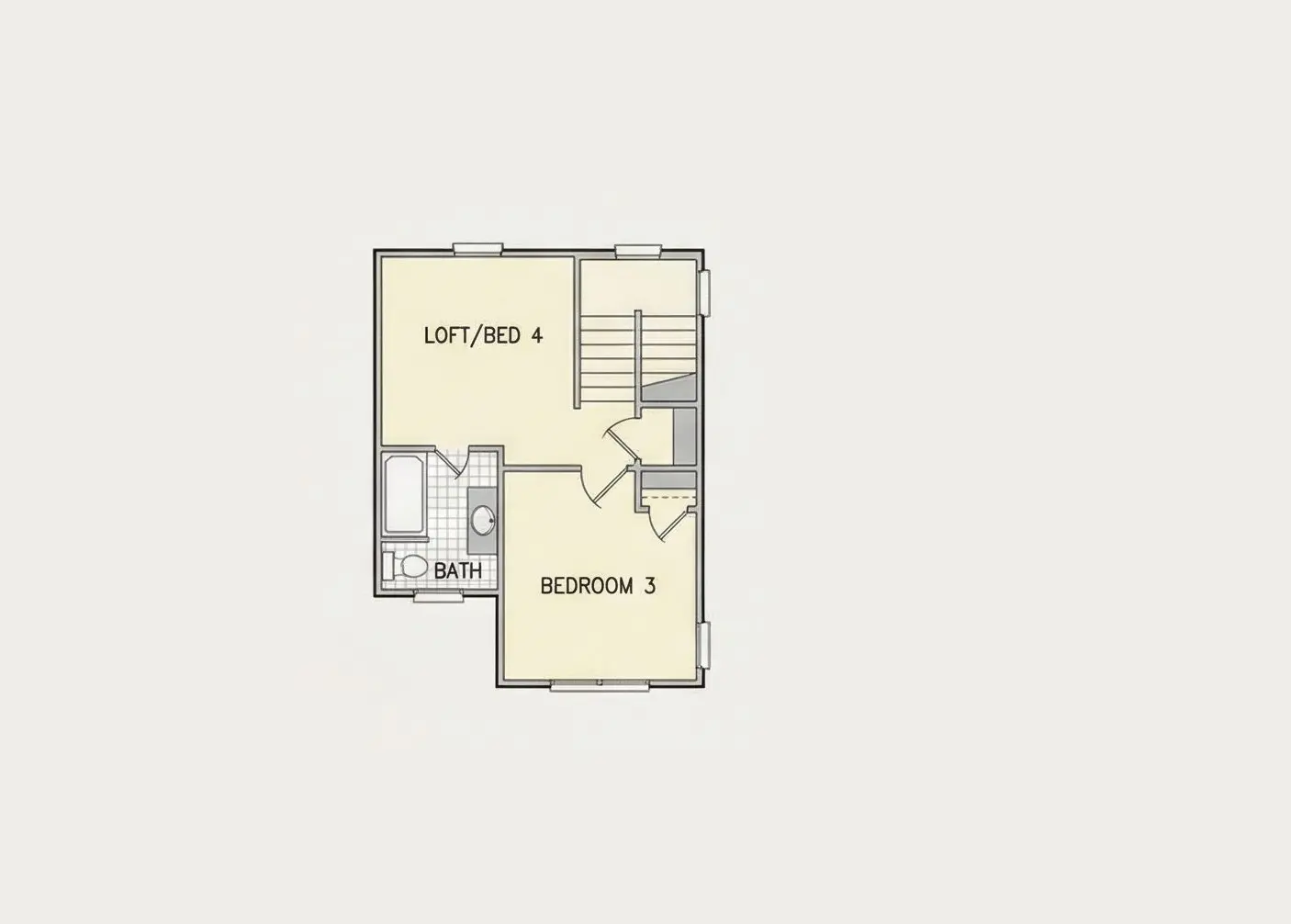 Second Floor 23 – 2-Story House Plan 1706 ft²: 4 Beds, Home Office, 4 Baths, Open Floor Plan, 1-Car Garage — 78159R