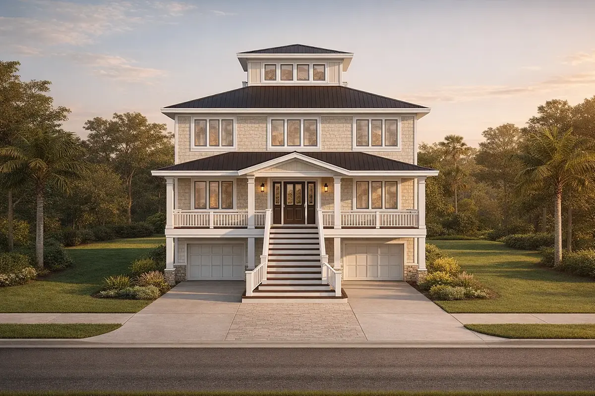 Main Images 4 – 3-Story House Plan 2722 ft²: 4 Beds, 3.5 Baths, Open Floor Plan, without Garage — 32819R