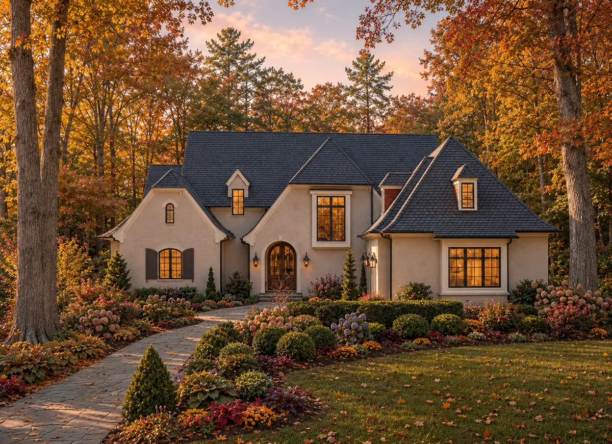 Main Images 3 – 1.5-Story House Plan with Basement 4547 ft²: 3 Beds, Home Office, 4 Baths, Open Floor Plan, 3-Car Garage — 77707R