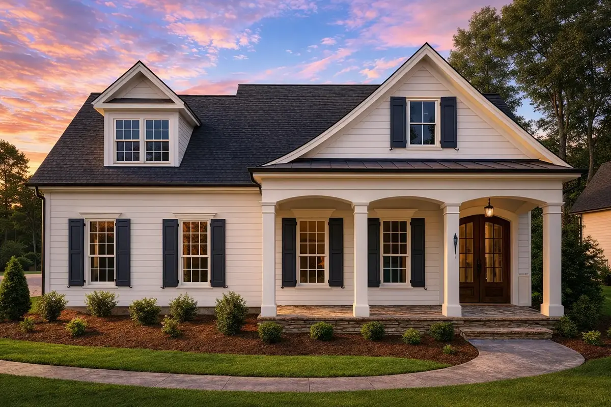 Main Images 2 – 1.5-Story House Plan 2879 ft²: 4 Beds, 3.5 Baths, Open Floor Plan, 3-Car Garage — 27410R
