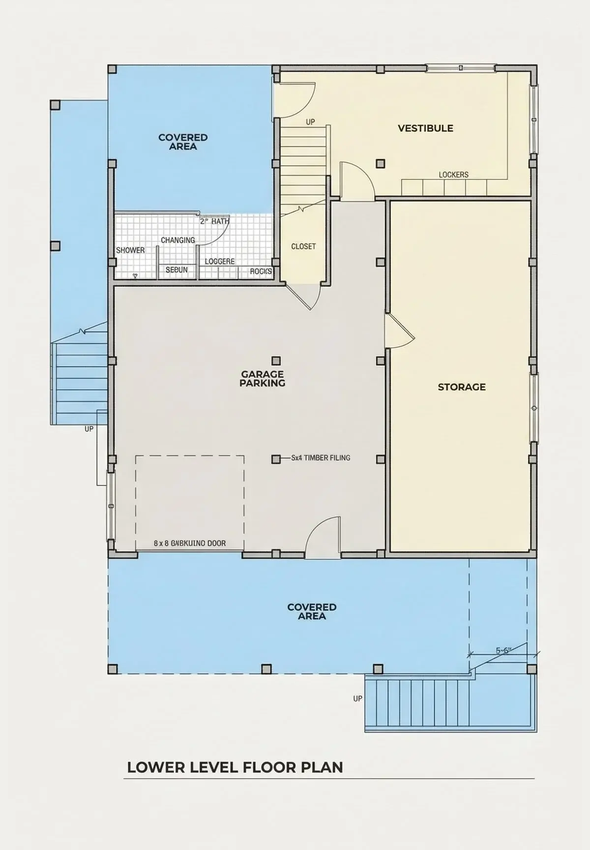 Basement 10 – 3-Story House Plan 1300 ft²: 4 Beds, Home Office, 2.5 Baths, Open Floor Plan, 1-Car Garage — 94231R