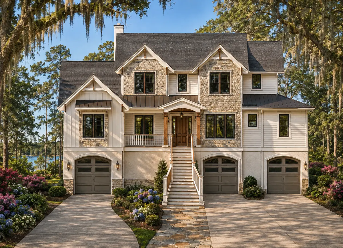Main Images 2 – 3-Story House Plan 4222 ft²: 4 Beds, Home Office, 5.5 Baths, Open Floor Plan, 4-Car Garage — 81508R