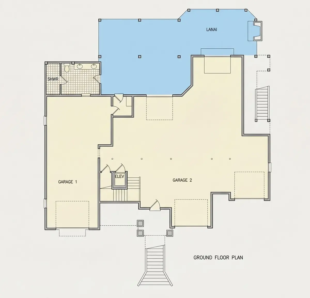 Basement 8 – 3-Story House Plan 4222 ft²: 4 Beds, Home Office, 5.5 Baths, Open Floor Plan, 4-Car Garage — 81508R