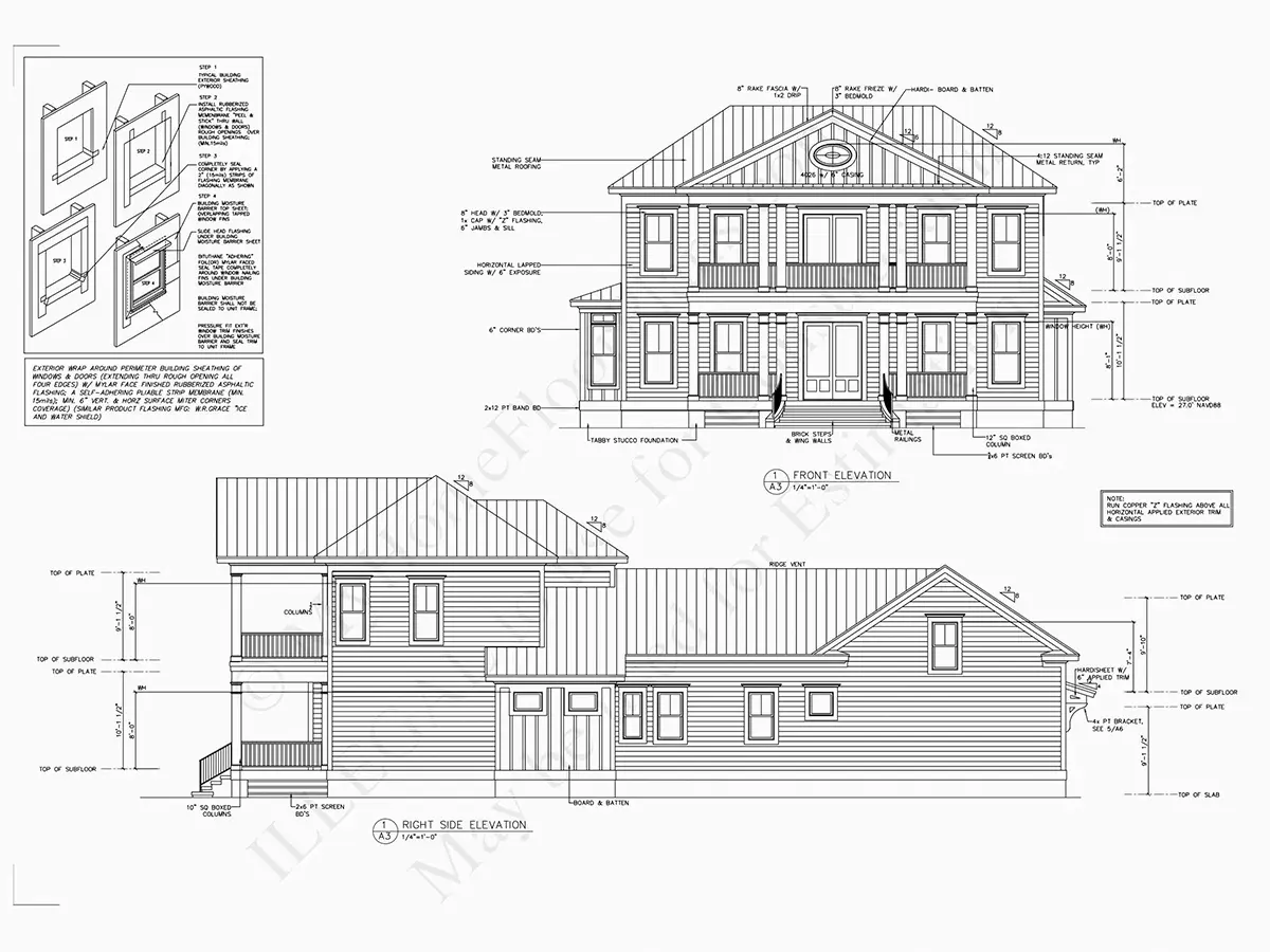 Exterior Elevations 9 – 2-Story House Plan 4264 ft²: 3 Beds, 4.5 Baths, Open Floor Plan, 2-Car Garage — 68310R