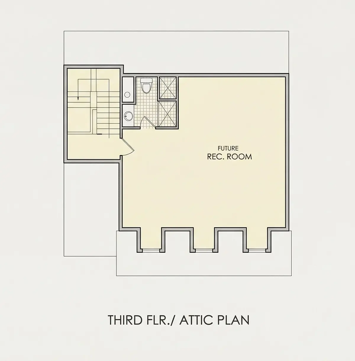 Third Floor 22 – 3-Story House Plan 5621 ft²: 4 Beds, Home Office, 7 Baths, Open Floor Plan, 3-Car Garage — 95085R