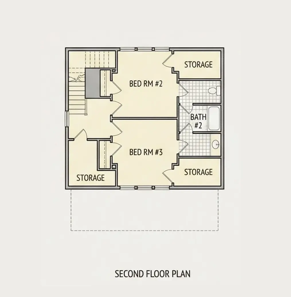 Second Floor 10 – 1.5-Story House Plan 1701 ft²: 3 Beds, 2 Baths, without Garage — 52914R