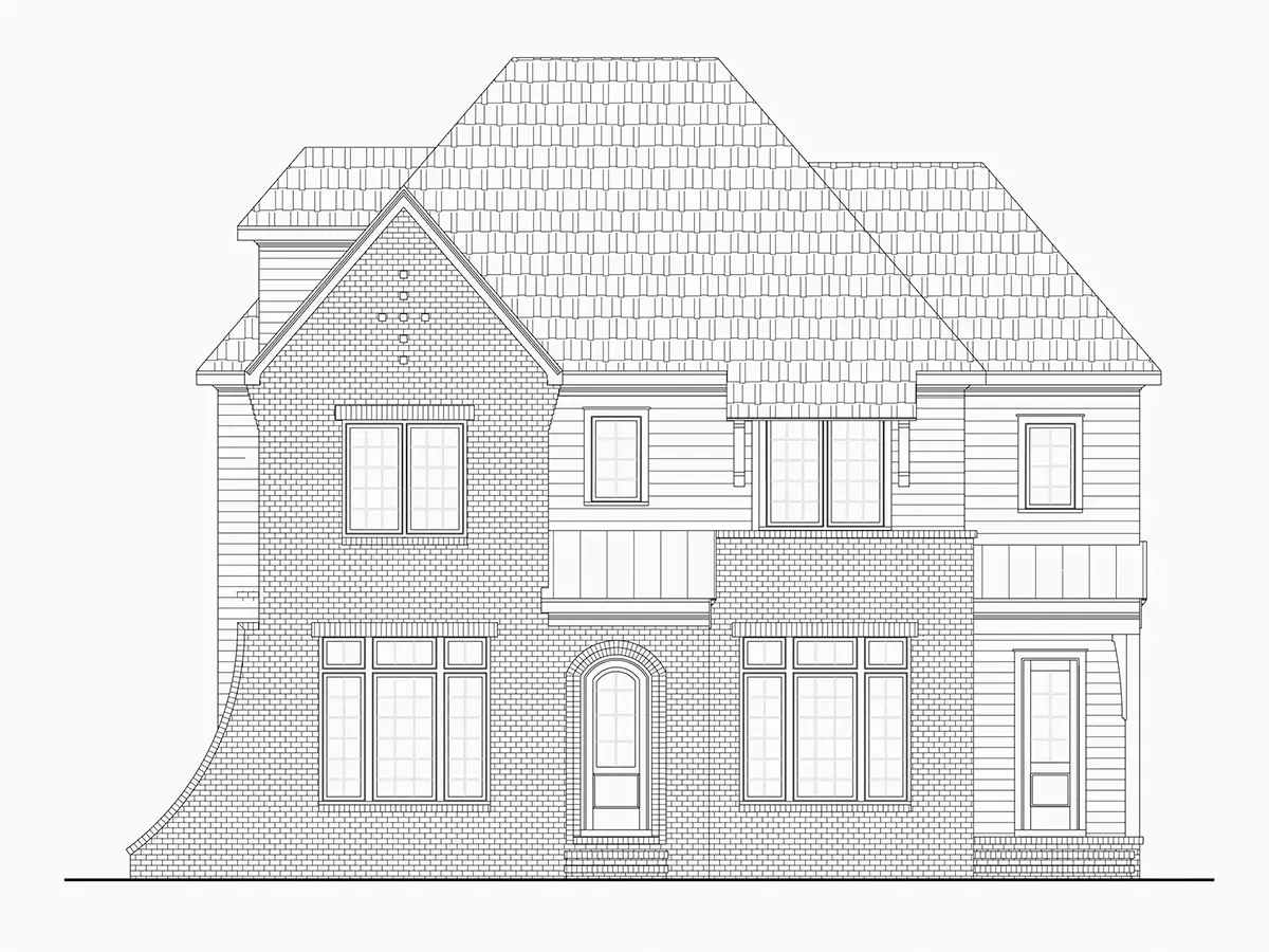 Exterior Elevations 16 – 2-Story House Plan 4400 ft²: 5 Beds, 5.5 Baths, Open Floor Plan, without Garage — 30387R
