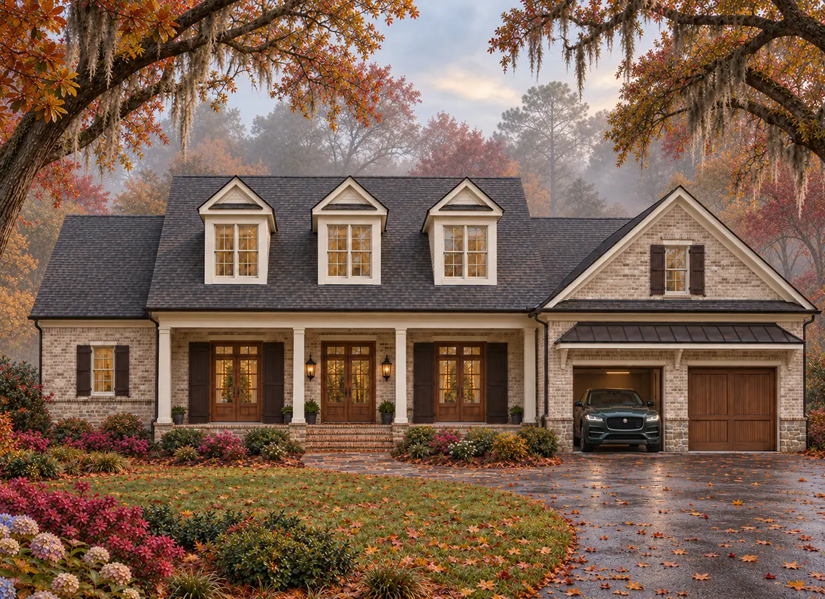 Main Images 2 – 1.5-Story House Plan 3539 ft²: 4 Beds, Home Office, 4.5 Baths, Open Floor Plan, 2-Car Garage — 45616R