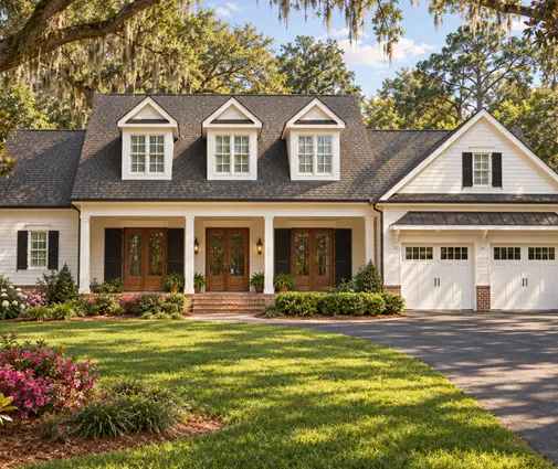 Thumbnail 1 – 1.5-Story House Plan 3539 ft²: 4 Beds, Home Office, 4.5 Baths, Open Floor Plan, 2-Car Garage — 45616R