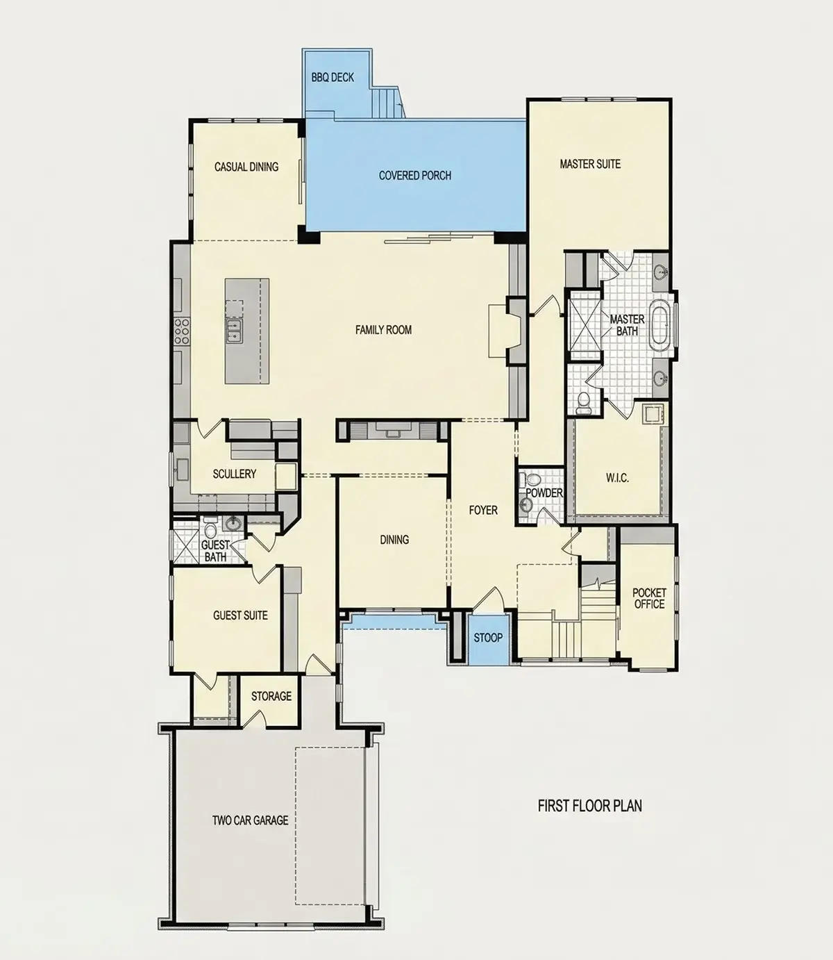 Main Floor 22 – 2-Story House Plan 5152 ft²: 5 Beds, Home Office, 5.5 Baths, Open Floor Plan, 2-Car Garage — 63139R