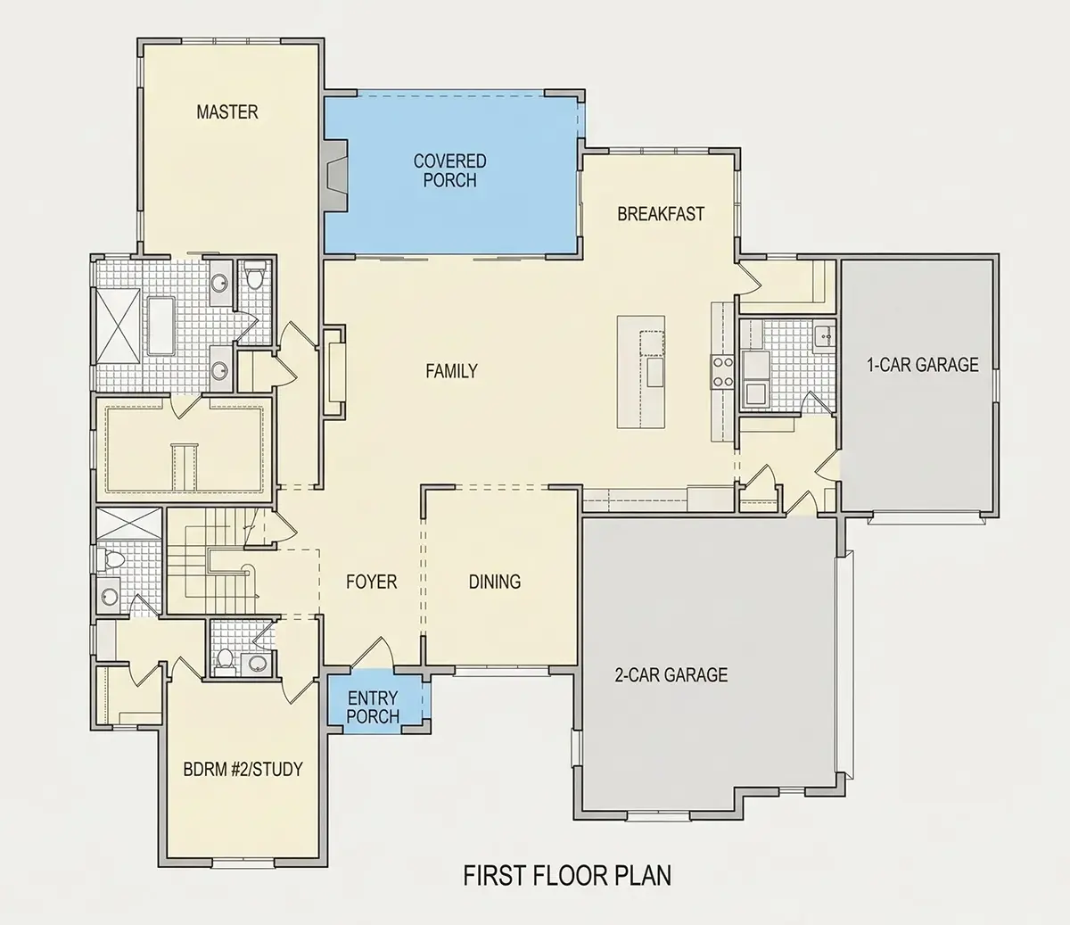 Main Floor 12 – 2-Story House Plan 4037 ft²: 4 Beds, Home Office, 5 Baths, Open Floor Plan, 3-Car Garage — 32038R