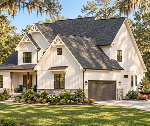 Thumbnail 1 – 2-Story House Plan 3744 ft²: 4 Beds, Home Office, 3.5 Baths, Open Floor Plan, 2-Car Garage — 82521R