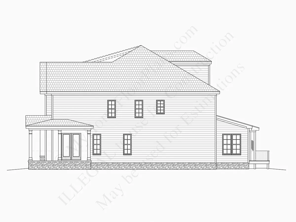 Exterior Elevations 14 – 2-Story House Plan 4886 ft²: 5 Beds, Home Office, 4.5 Baths, Open Floor Plan, 2-Car Garage — 78053R
