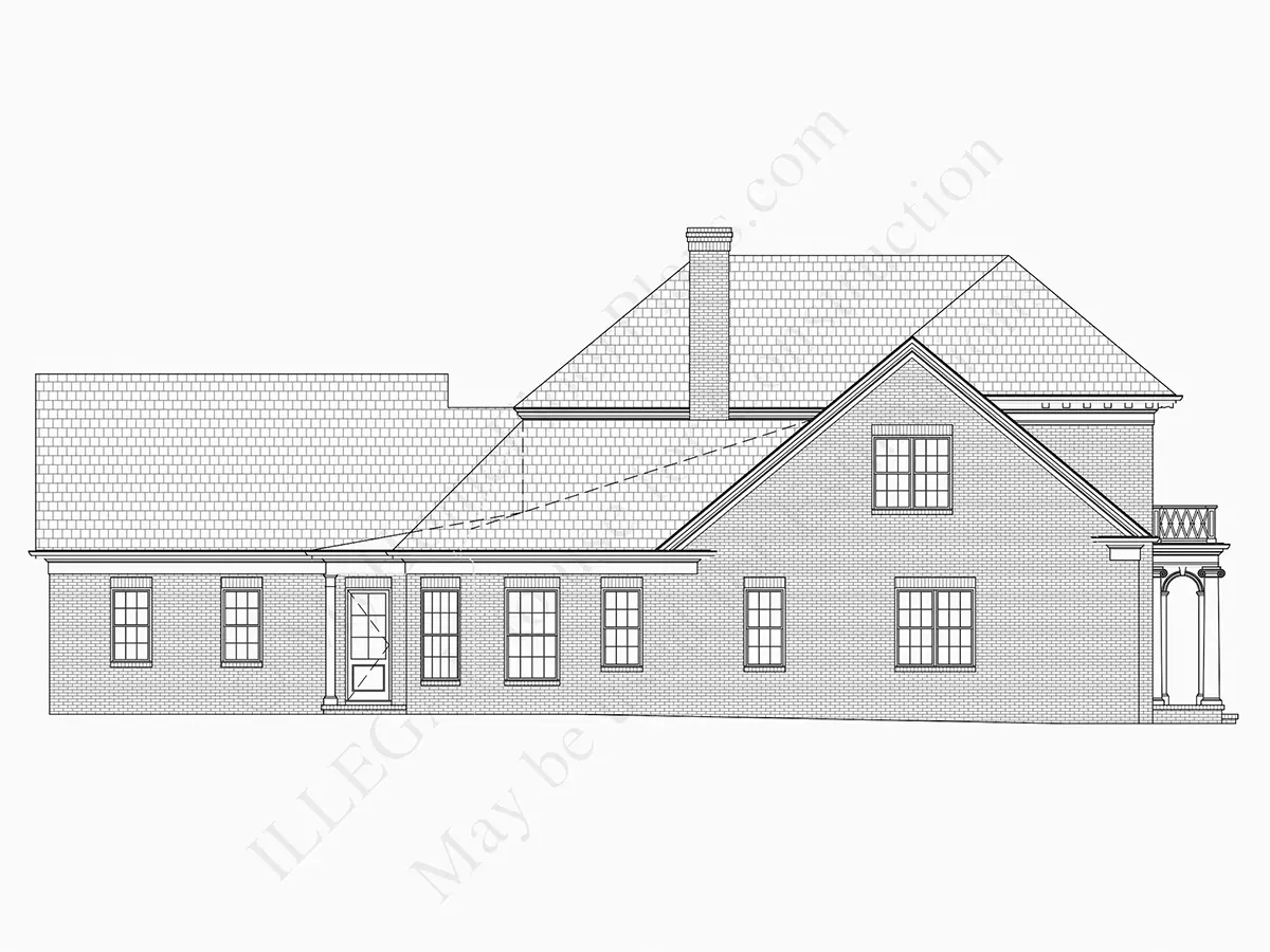 Exterior Elevations 9 – 2-Story House Plan 4563 ft²: 4 Beds, 3.5 Baths, Open Floor Plan, 2-Car Garage — 67106R