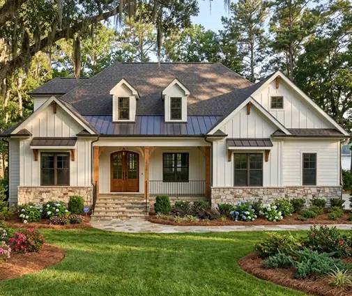 Thumbnail 1 – 1.5-Story House Plan 3030 ft²: 4 Beds, 3.5 Baths, Open Floor Plan, 3-Car Garage — 59002R
