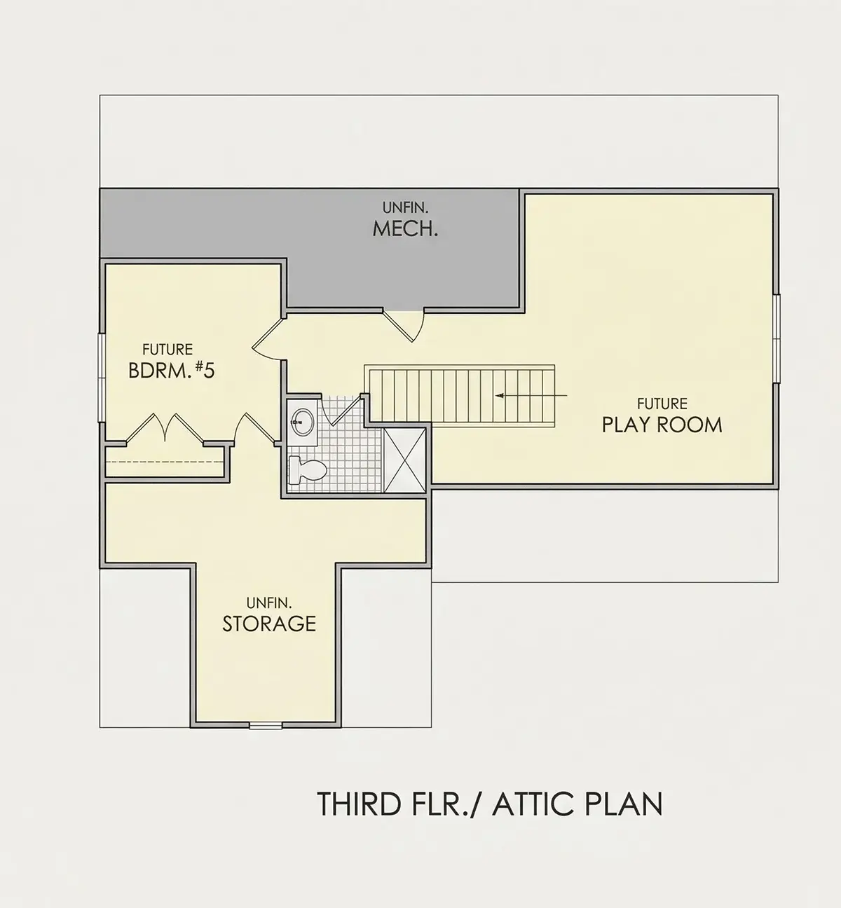 Third Floor 11 – 3-Story House Plan 3157 ft²: 5 Beds, 5 Baths, Open Floor Plan, 3-Car Garage — 54803R