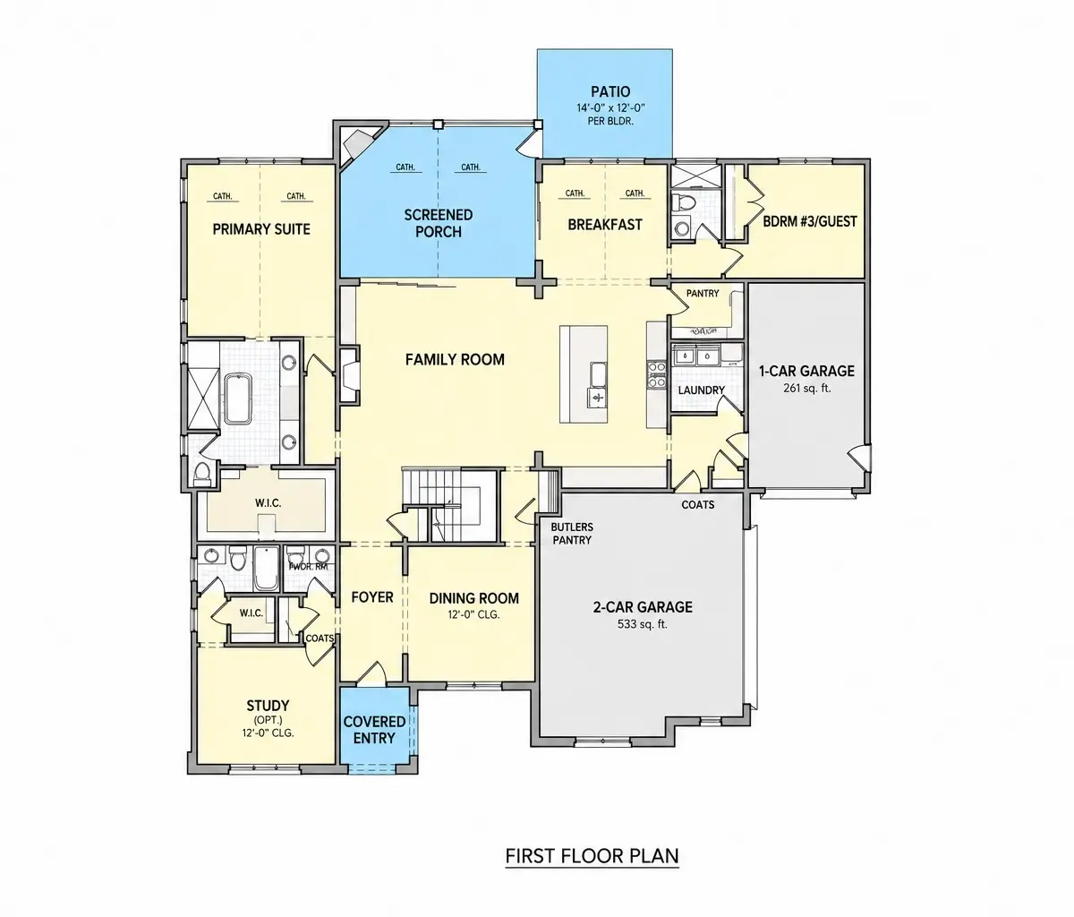Main Floor 13 – 2-Story House Plan 3691 ft²: 4 Beds, Home Office, 5.5 Baths, Open Floor Plan, 3-Car Garage — 63741R