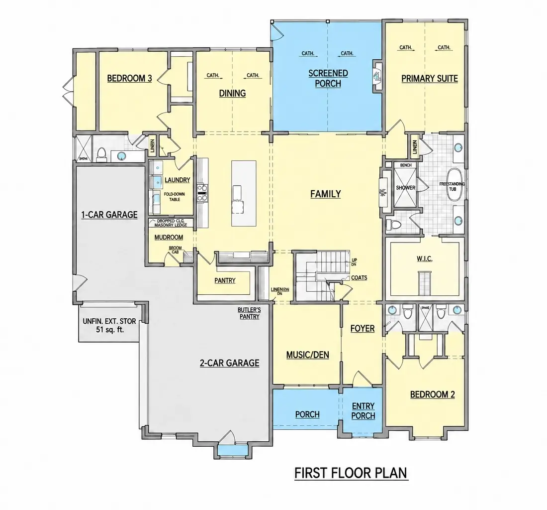 Main Floor 11 – 1.5-Story House Plan 4620 ft²: 6 Beds, 5.5 Baths, Open Floor Plan, 3-Car Garage — 85530R
