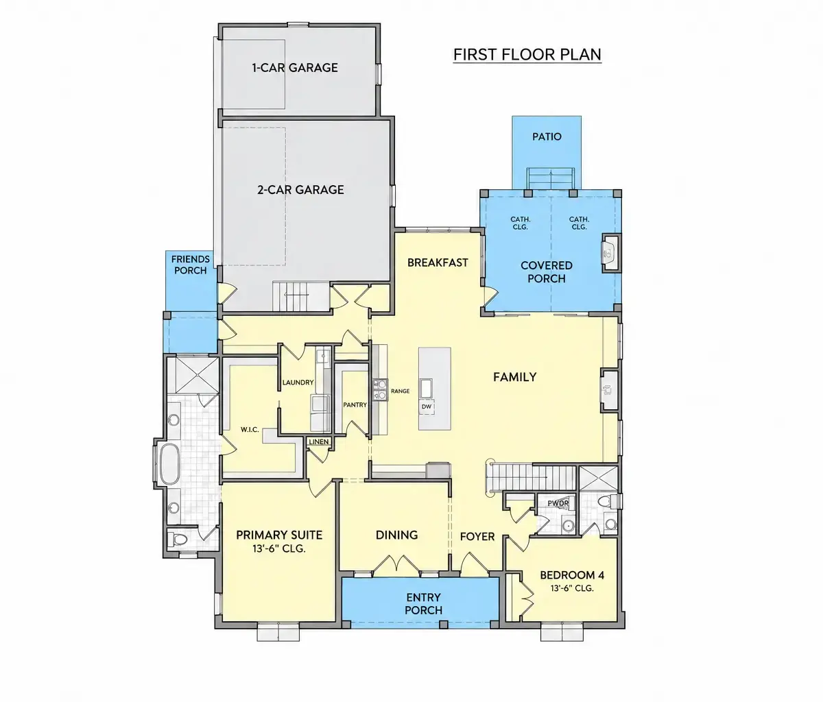 Main Floor 24 – 2-Story House Plan 3783 ft²: 4 Beds, 4.5 Baths, Open Floor Plan, 3-Car Garage — 93928R