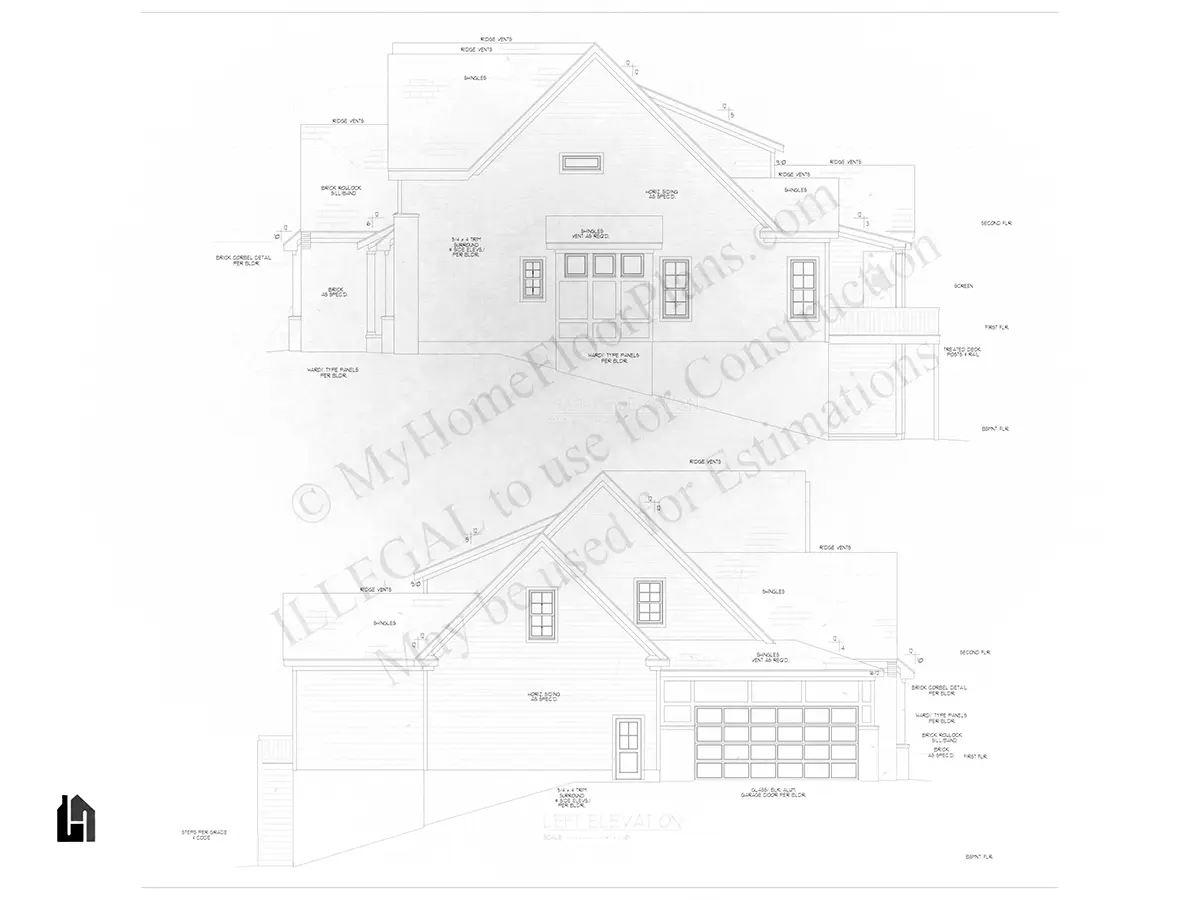 Exterior Elevations 22 – 2-Story House Plan 5950 ft², 4 Beds — 34919R