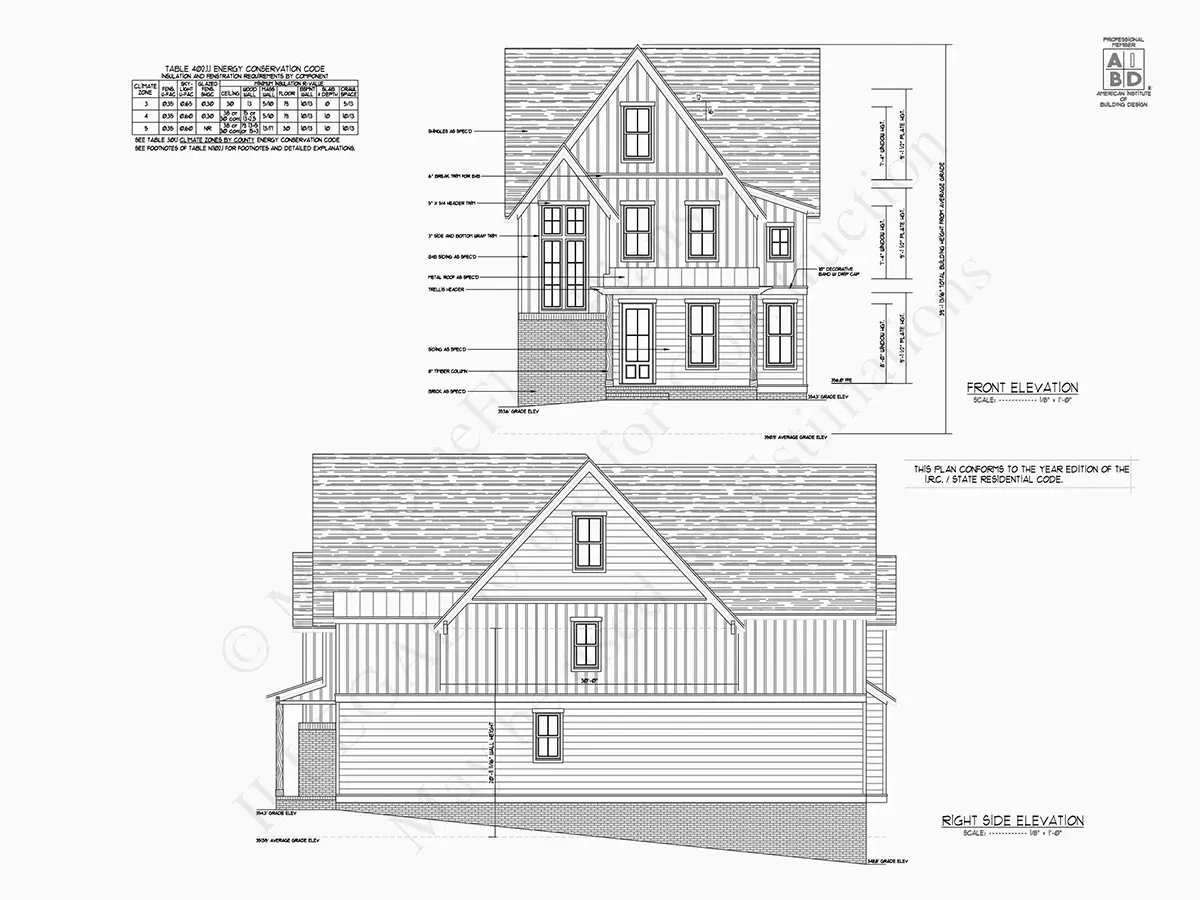Exterior Elevations 18 – 2-Story House Plan 3568 ft², 5 Beds — 96187R