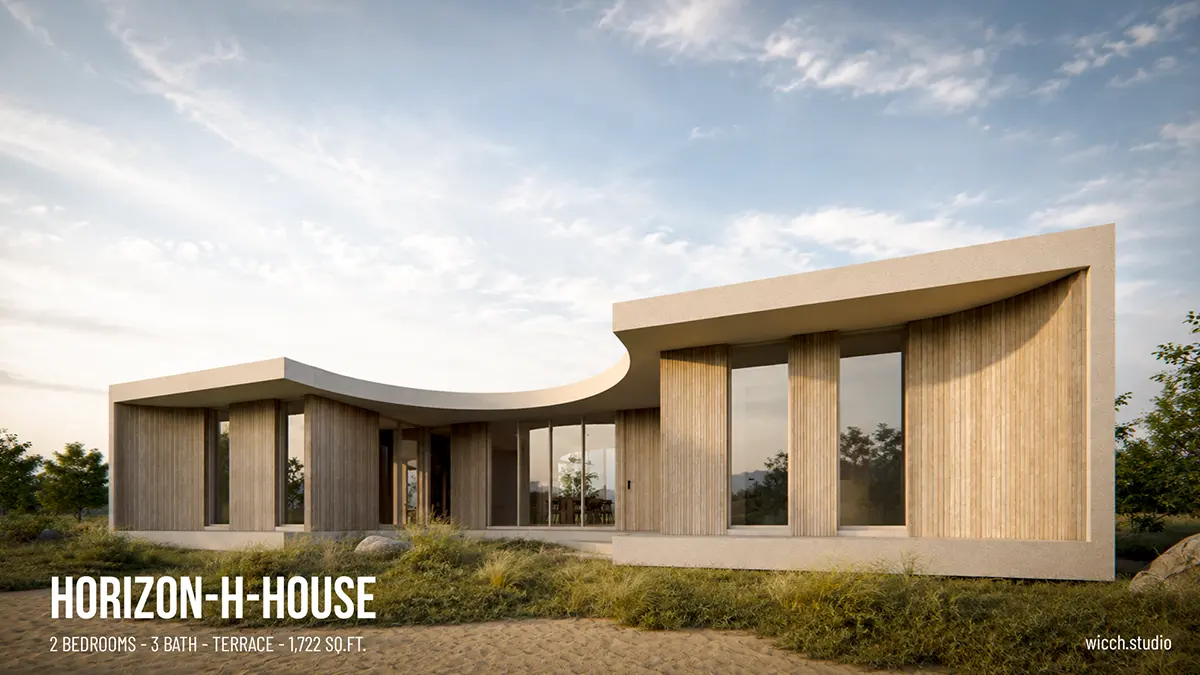 1-Story House Plan 1722 ft²: 2 Beds, Home Office, 3 Baths, without Garage