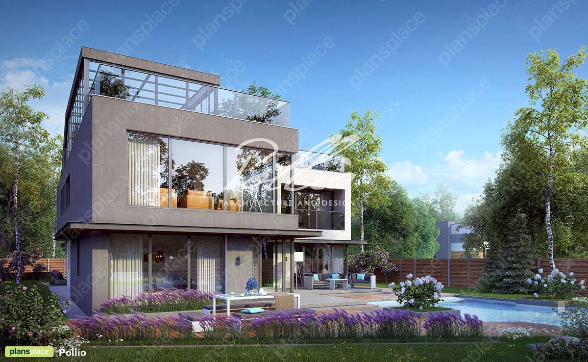 3600 Sq Ft  Modern House Plan with Rooftop Terrace and 4 Beds - 66527R - 3