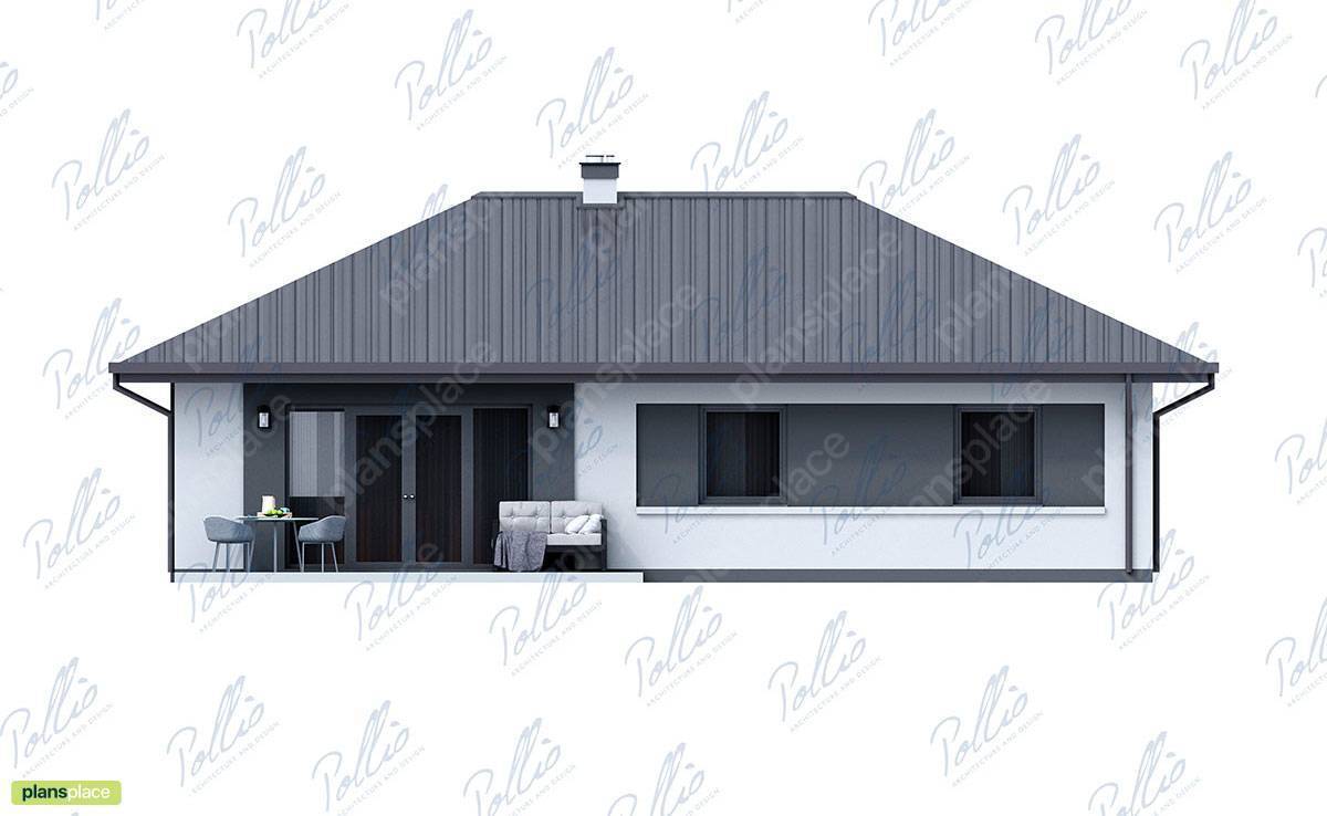 Simple 1-Story Hip Roof House Plan with 3 Bedrooms - 14245C