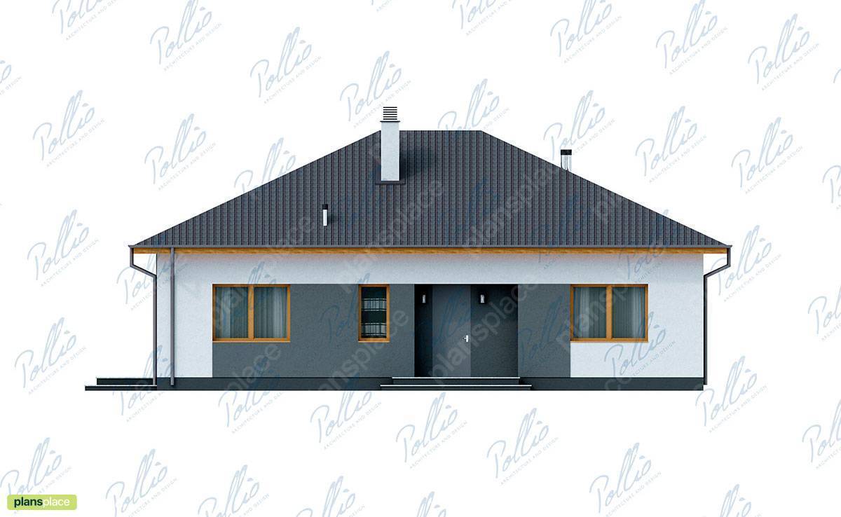 Small Single Level Hip Roof House Plan with 3 Bedrooms - 78580C